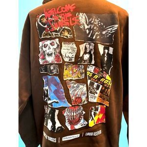 NWT Primitive Skate Guns and Roses Streets Hood Hoodie Dark Brown Cotton Blend L